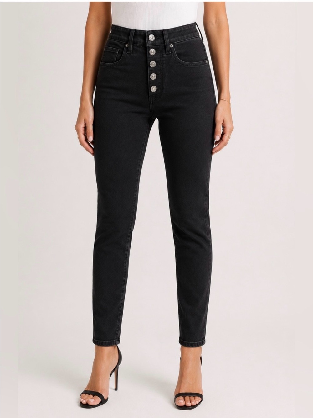 Veronica Beard Debbie High-Rise Skinny Button-Fly Women’s Jeans in Black